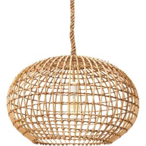 imageCreative CoOp Round Wicker Pendant Light with Thick Rope Cord