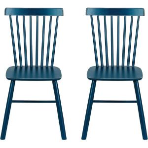 imageCreative CoOp Rubberwood Dining Chair with Slatted Back Blue Set of 2