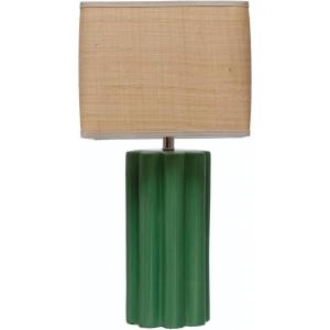 imageCreative CoOp Stoneware Fluted Raffia Shade Table Lamp 15quot L x 15quot W x 29quot H Green