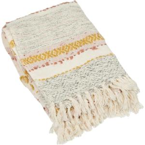 imageCreative CoOp Woven Striped and Embroidered Cotton Throw Blanket Multicolor