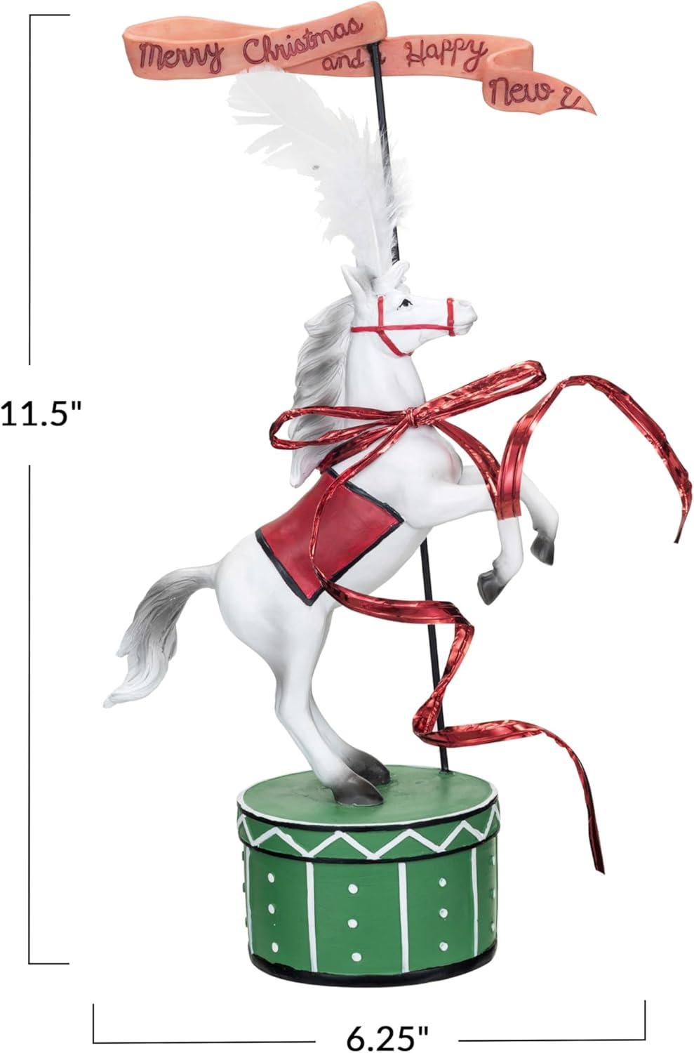 imageCreative CoOp Resin Carousel Horse Merry Christmas and a Happy New Year Decor Multicolor