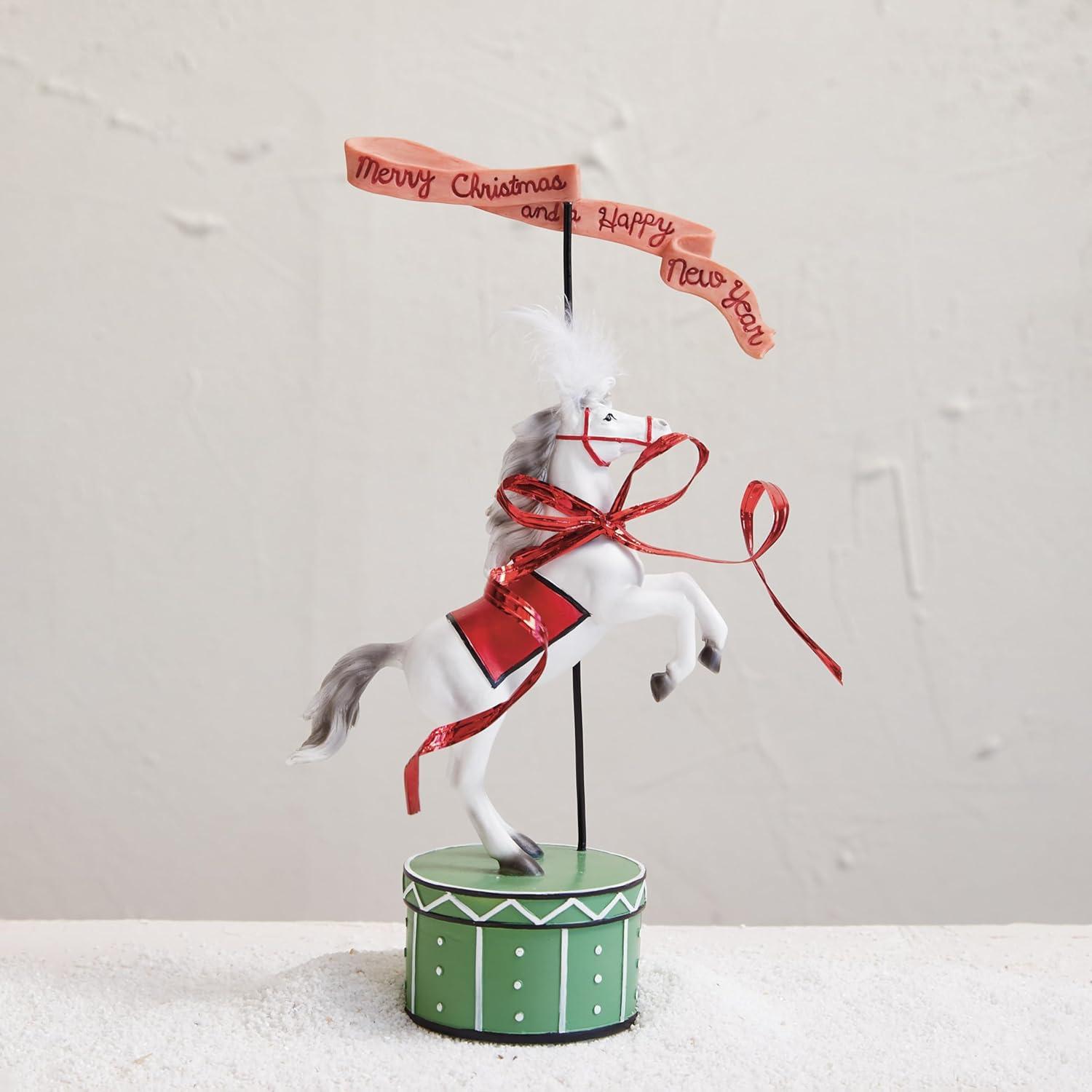 imageCreative CoOp Resin Carousel Horse Merry Christmas and a Happy New Year Decor Multicolor