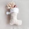 imageCreative CoOp 1912quotH Fabric Boucl Stocking wFaux Fur Trim Poms Pink ampamp White Textiles Multi