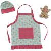 imageCreative CoOp 24quot L x 20quot W Cotton Child Apron wGingerbread Man Pattern Pocket Ruffle Chef Hat ampamp Hot Mitt Multi Color Set of 3 
