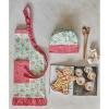 imageCreative CoOp 24quot L x 20quot W Cotton Child Apron wGingerbread Man Pattern Pocket Ruffle Chef Hat ampamp Hot Mitt Multi Color Set of 3 