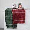 imageCreative CoOp 72quot L x 14quot W Woven Wool Blend Slub Table Runner wStripes ampamp Fringe Burgundy