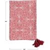 imageCreative CoOp 84quot L x 60quot W Cotton Printed Tablecloth wPattern ampamp Tassels Red White ampamp Gold Color