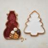 imageCreative CoOp Enameled Mango Wood Christmas Tree Shaped Tray White and Natural