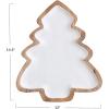 imageCreative CoOp Enameled Mango Wood Christmas Tree Shaped Tray White and Natural