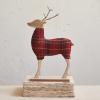 imageCreative CoOp Plaid Wood and Fabric Deer with Metal Antlers Multicolor