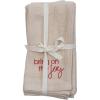imageCreative CoOp 18quot Square Cotton Napkins wEmbroidery ampamp Holiday Saying Natural ampamp Red Set of 4