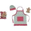imageCreative CoOp 24quot L x 20quot W Cotton Child Apron wGingerbread Man Pattern Pocket Ruffle Chef Hat ampamp Hot Mitt Multi Color Set of 3 