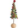 imageCreative CoOp 3quot Round x 10quot H Handmade Wool Felt Tree wPom Poms ampamp Wood Ball Base Multi Color