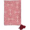 imageCreative CoOp 84quot L x 60quot W Cotton Printed Tablecloth wPattern ampamp Tassels Red White ampamp Gold Color