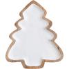 imageCreative CoOp Enameled Mango Wood Christmas Tree Shaped Tray White and Natural