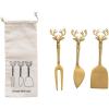 imageCreative CoOp Reindeer Handle Brass Cheese Knives Brass Set of 3
