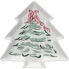 imageCreative CoOp Stoneware Tree Shaped Plate with Christmas Tree Multi Color