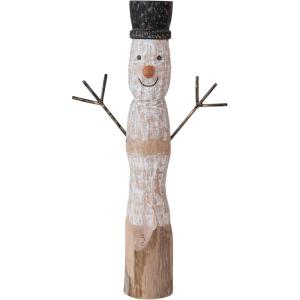 imageCreative CoOp 20 H HandCarved Mango Wood and Metal Snowman Black White and Natural