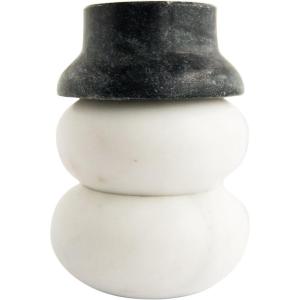 imageCreative CoOp 3Level Marble Snowman Shaped Pinch Pots with Hat Lid White and Black