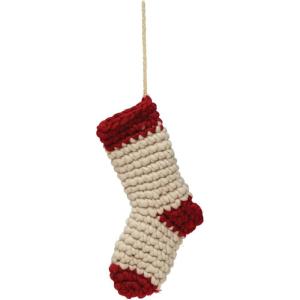 imageCreative CoOp Crocheted Fabric Stocking Cream and RedMulticolor
