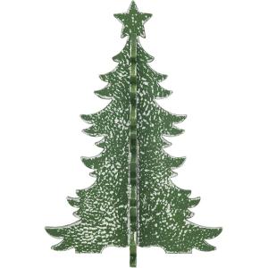 imageCreative CoOp Distressed Wooden Interlocking Christmas Tree with Star Green