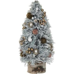 imageCreative CoOp Large Christmas Tree with Ornaments Pinecones Glitter and Wood Slice Base Multicolor
