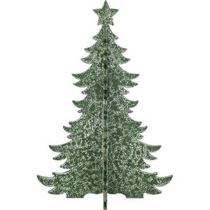 imageCreative CoOp Large Distressed Wooden Interlocking Christmas Tree with Star Green