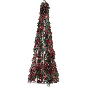 imageCreative CoOp Metal and Glass Beaded Christmas Tree Red and Green
