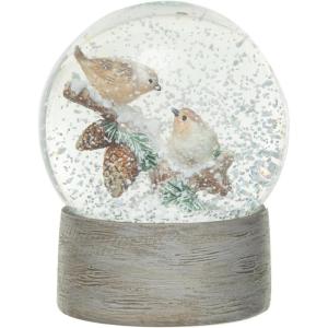 imageCreative CoOp Resin and Glass Snow Globe with Birds on Twig and Faux Snow Multicolor