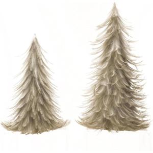 imageCreative CoOp Round Decorative Feather Trees Grey Set of 2