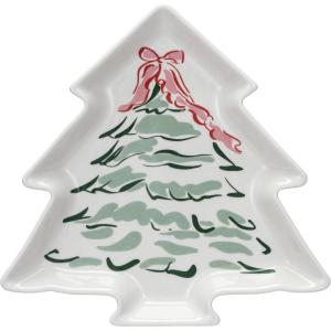 imageCreative CoOp Stoneware Tree Shaped Plate with Christmas Tree Multi Color