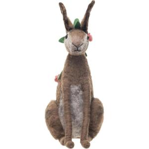 imageCreative CoOp Wool Rabbit with Flowers Brown Pink and Green