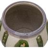 image1125 Inches Round HandPainted Stoneware Planter with Design and Reactive Glaze Green and Cream