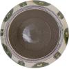 image1125 Inches Round HandPainted Stoneware Planter with Design and Reactive Glaze Green and Cream