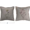 imageCreative CoOp 16 Inches Square Linen Blend Flower Embroidery Gray Set of 2 Pillows Grey