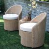 imageCreative CoOp 2Piece Plastic Wicker Swivel Chairs with Storage Table White and Natural