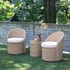 imageCreative CoOp 2Piece Plastic Wicker Swivel Chairs with Storage Table White and Natural