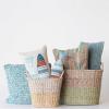 imageCreative CoOp Blue Woven Cotton Blend Boucl Pillow Cream Square