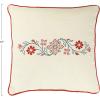 imageCreative CoOp Square Floral CrossStitch Cotton Piped Trim Pillow RedSquare Pillow