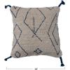 imageCreative CoOp Tufted Cotton Geometric Pattern and Tassels Natural and Blue Pillow Ivory