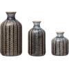 imageEmbossed Stoneware Vase with Reactive Glaze Finish Set of 3 Sizes DF3002