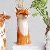 imageCreative CoOp HandPainted Decorative Stoneware Fox Vase OrangeFox