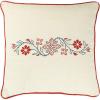 imageCreative CoOp Square Floral CrossStitch Cotton Piped Trim Pillow RedSquare Pillow