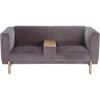 imageCreative CoOp Velvet Upholstered and Oak Wood Middle Console Storage Sofa Grey