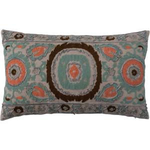 imageCreative CoOp Cotton Botanical Embroidery Multicolor Lumbar Pillow Multi