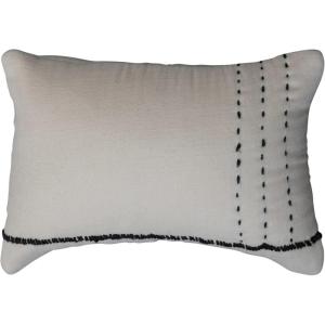 imageCreative CoOp Cotton Embroidery Cream and Grey Lumbar Pillow Ivory
