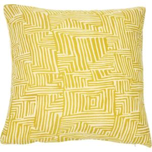 imageCreative CoOp Cotton Kuba Cloth Pattern Pillow 16quot L x 16quot W x 2quot H Yellow