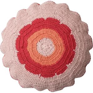 imageCreative CoOp Cotton Slub Crocheted Pillow with Scalloped Edge Pink Red and Orange Multi