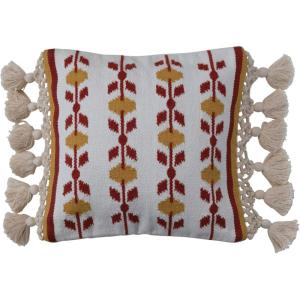 imageCreative CoOp Cotton and Wool Throw Geometric Pattern and Macram Tassels Multicolor Pillow Cover