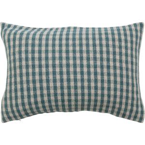 imageCreative CoOp Creative CoOp Woven Recycled Cotton Blend Lumbar Pillow Gingham Teal and White